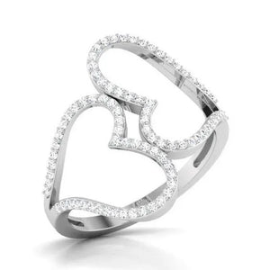 Big Hearts Platinum Ring with Diamonds for Women JL PT 564   Jewelove.US