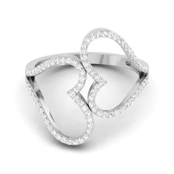 Big Hearts Platinum Ring with Diamonds for Women JL PT 564   Jewelove.US