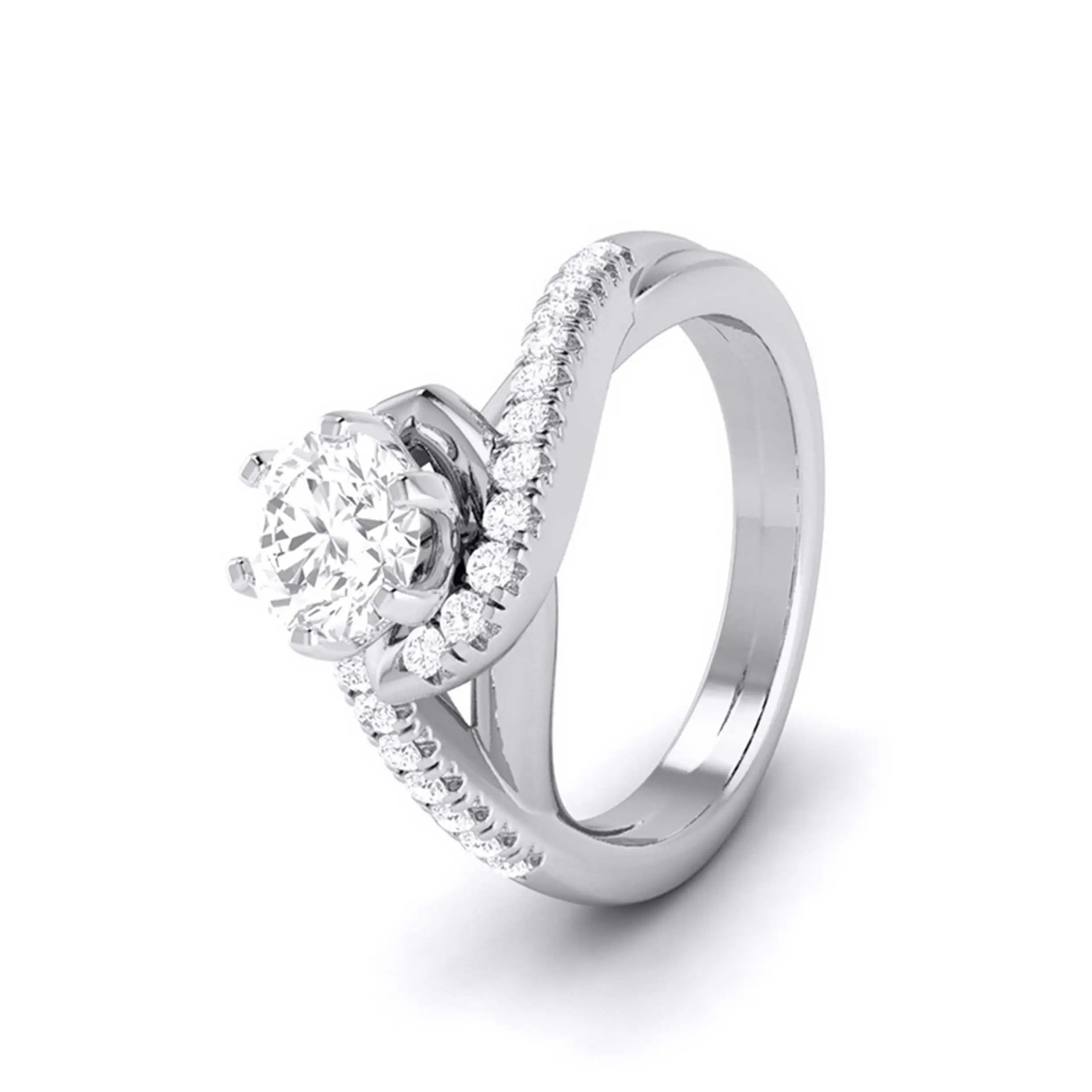 Curvy Platinum 50-Pointer Solitaire Engagement Ring for Women JL PT G 110-A   Jewelove.US