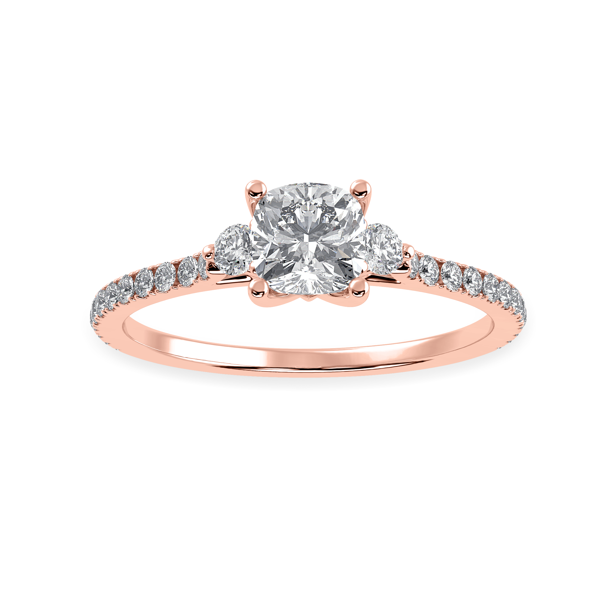 30-Pointer Cushion Cut Solitaire Diamond Accents Shank 18K Rose Gold Ring JL AU 1241R   Jewelove.US