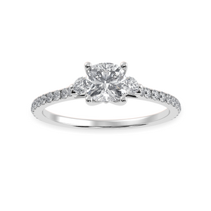 70-Pointer Cushion Cut Solitaire Diamond Accents Shank Platinum Ring JL PT 1241-B   Jewelove.US