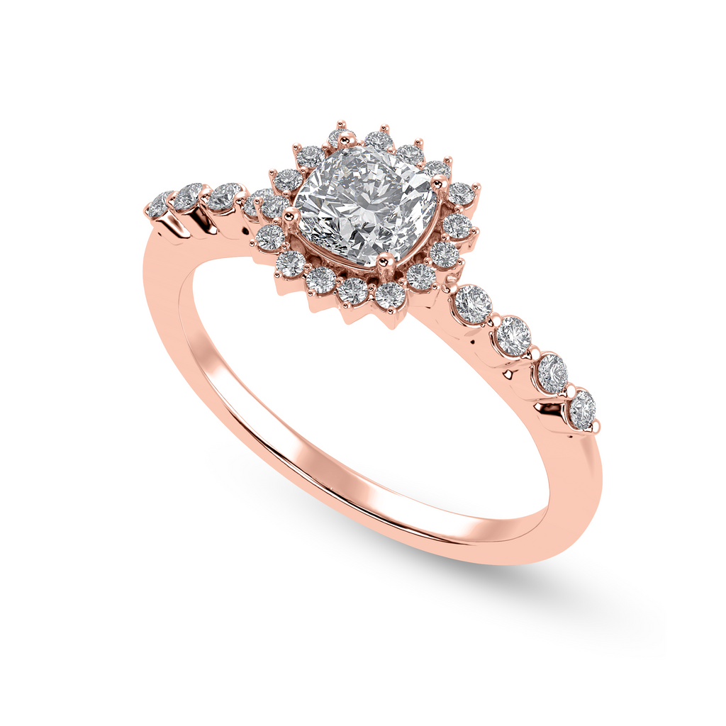 30-Pointer Cushion Cut Solitaire Halo Diamond Shank 18K Rose Gold Ring JL AU 1249R   Jewelove.US