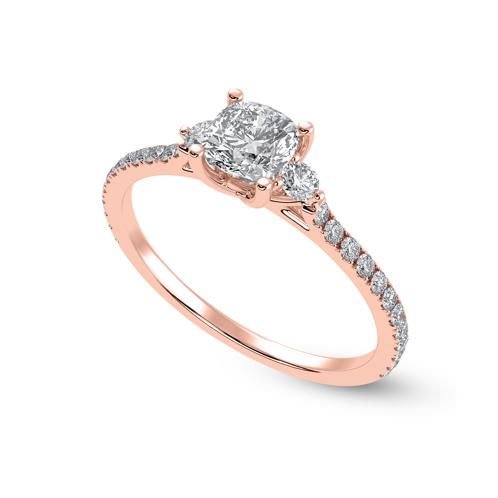 30-Pointer Cushion Cut Solitaire Diamond Accents Shank 18K Rose Gold Ring JL AU 1241R   Jewelove.US