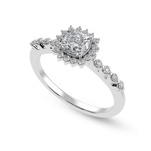 70-Pointer Cushion Cut Solitaire Halo Diamond Shank Platinum Ring JL PT 1249-B   Jewelove.US