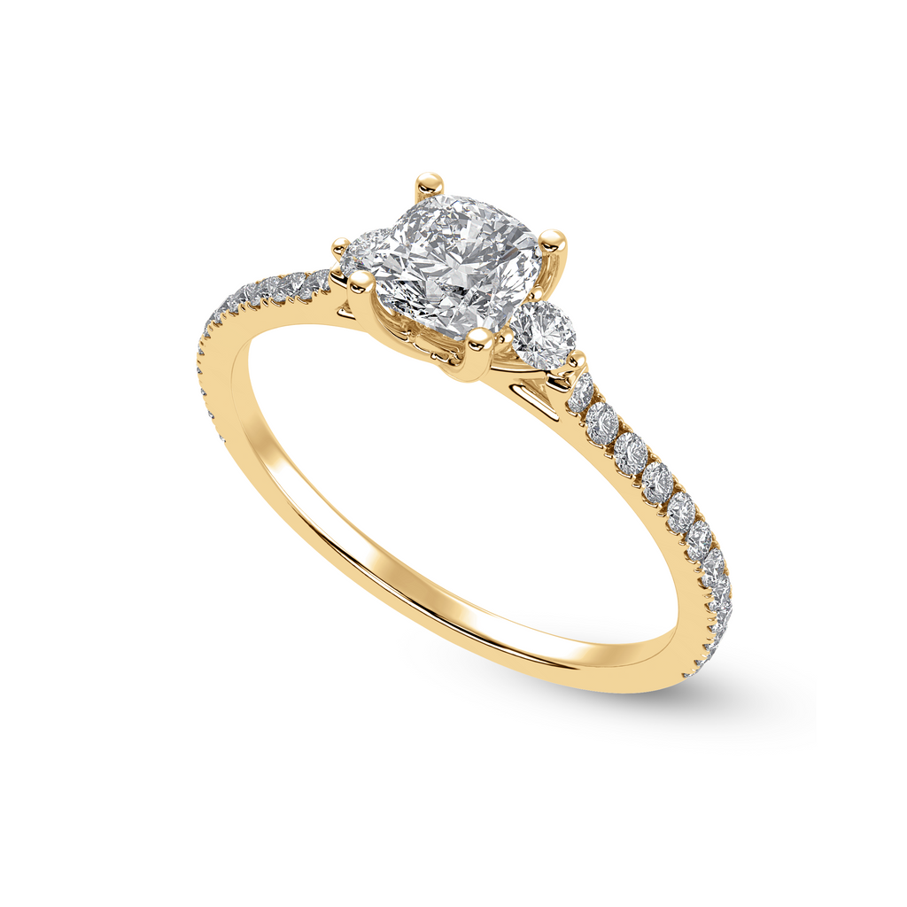 30-Pointer Cushion Cut Solitaire Diamond Accents Shank 18K Yellow Gold Ring JL AU 1241Y   Jewelove.US