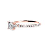 Load image into Gallery viewer, 50-Pointer Cushion Cut Solitaire Diamond Accents Shank 18K Rose Gold Ring JL AU 1241R-A   Jewelove.US
