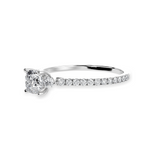 Load image into Gallery viewer, 70-Pointer Cushion Cut Solitaire Diamond Accents Shank Platinum Ring JL PT 1241-B   Jewelove.US
