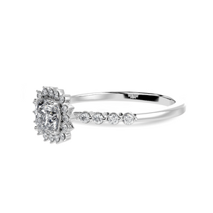 70-Pointer Cushion Cut Solitaire Halo Diamond Shank Platinum Ring JL PT 1249-B   Jewelove.US