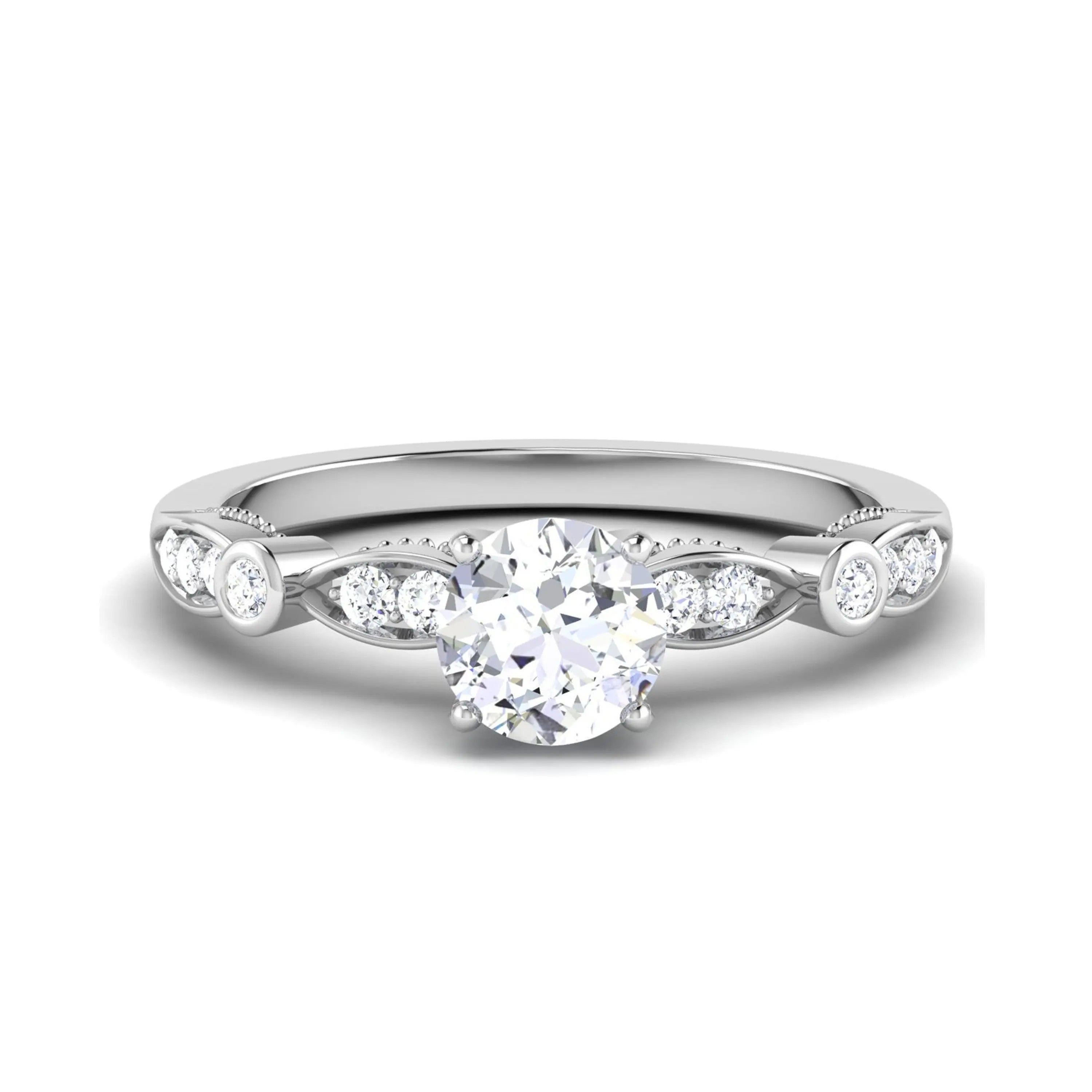 1-Carat Lab Grown Solitaire Diamond Accents Platinum Engagement Ring JL PT LG G 6581-B