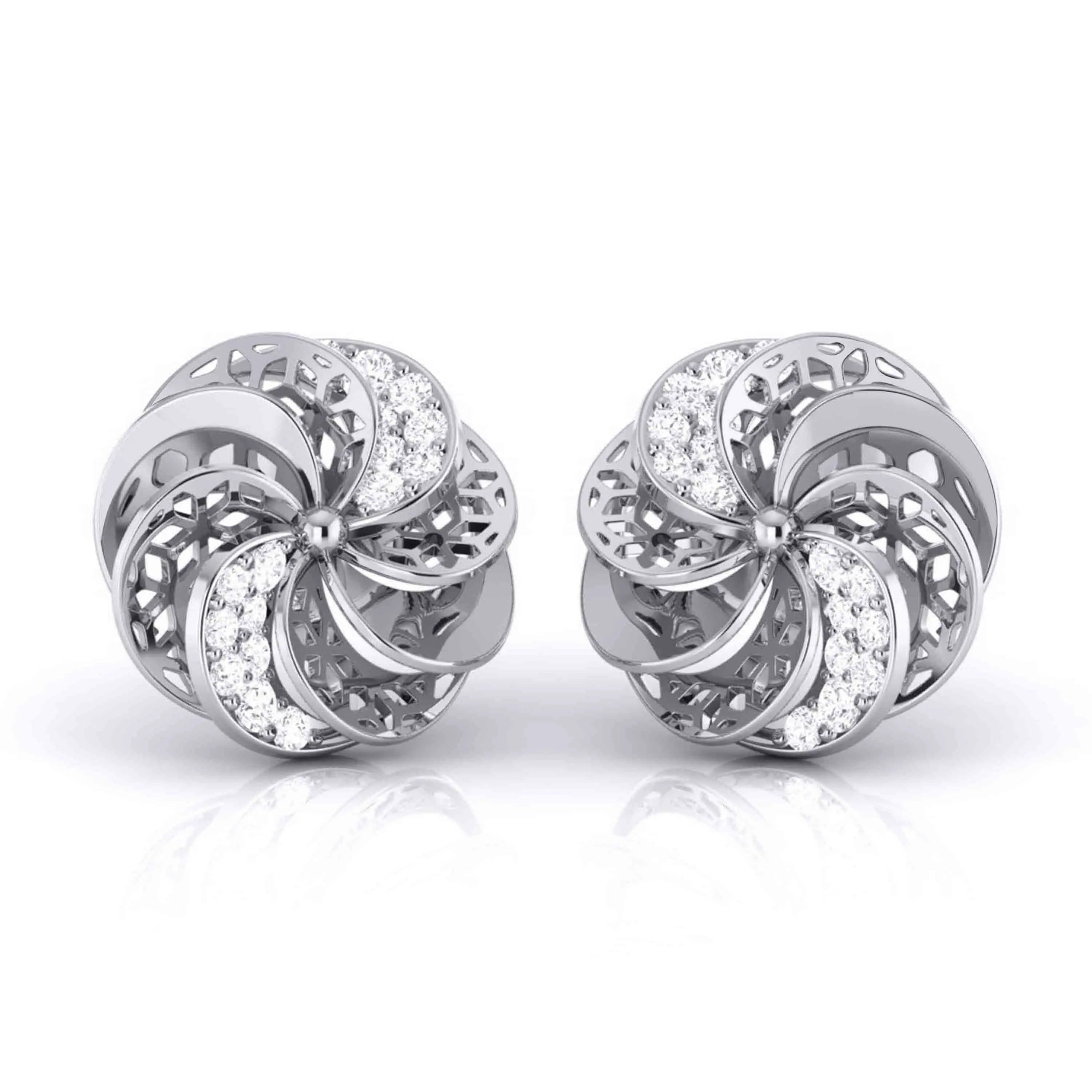 Designer Platinum Diamond Flower Earrings JL PT E MST 10   Jewelove.US