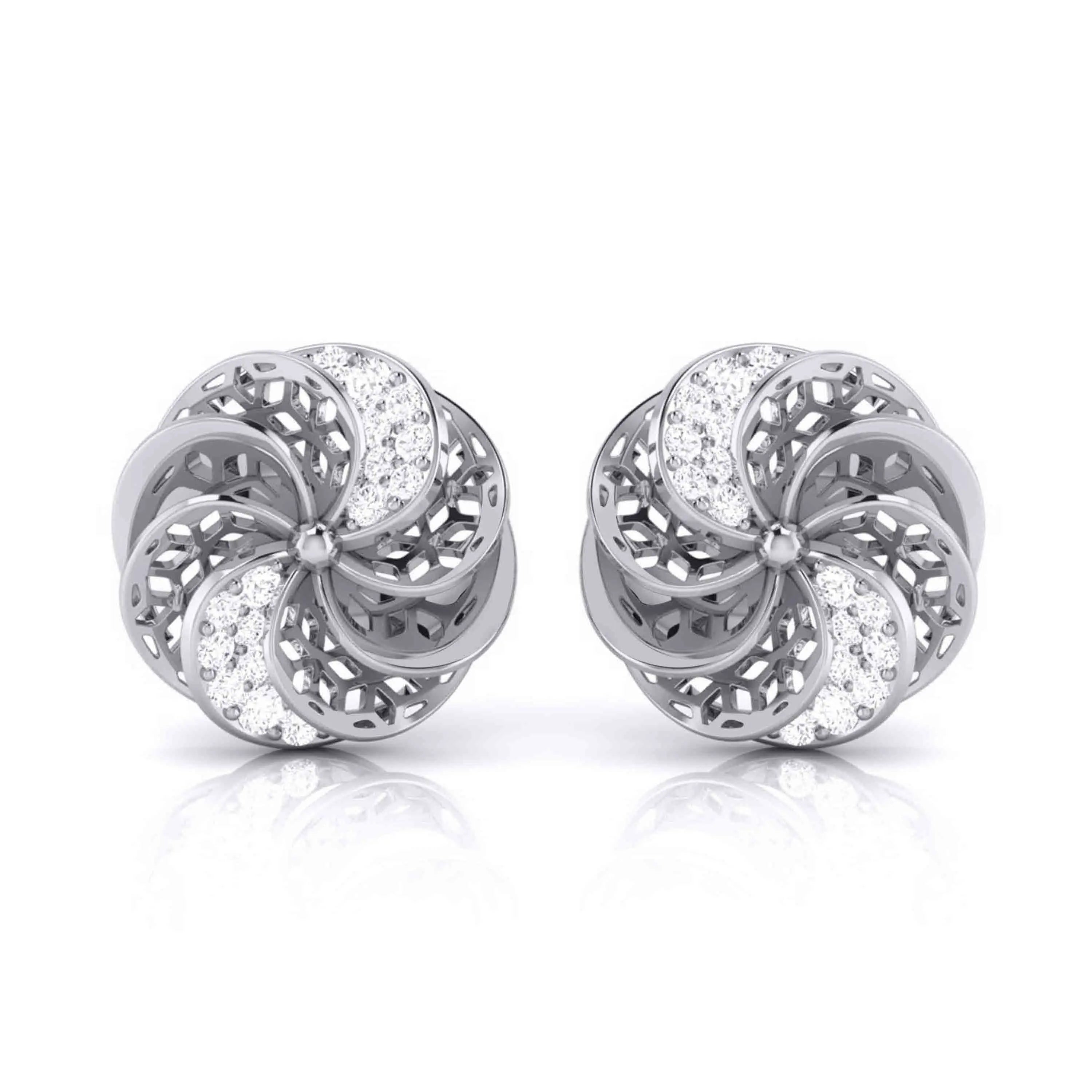 Designer Platinum Diamond Flower Earrings JL PT E MST 10   Jewelove.US