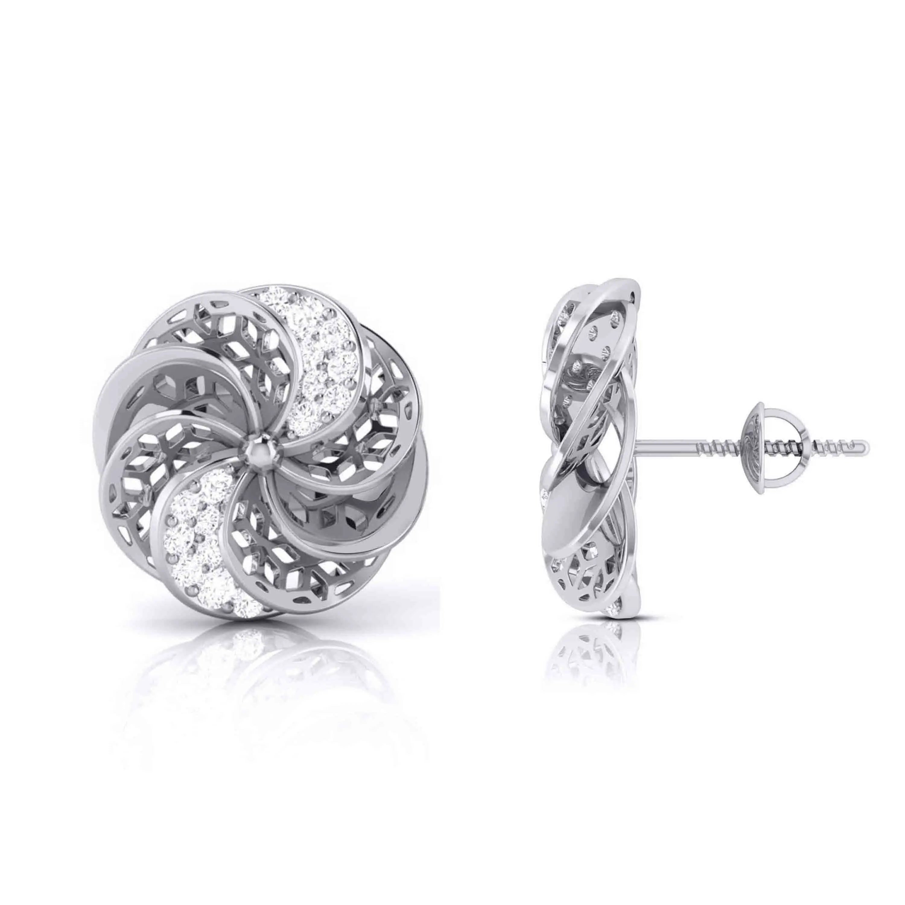 Designer Platinum Diamond Flower Earrings JL PT E MST 10   Jewelove.US