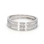 Load image into Gallery viewer, Designer Platinum Ring with Grooves &amp; Diamonds for Women JL PT 570   Jewelove.US
