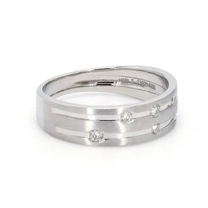 Designer Platinum Ring with Grooves & Diamonds for Women JL PT 570   Jewelove.US