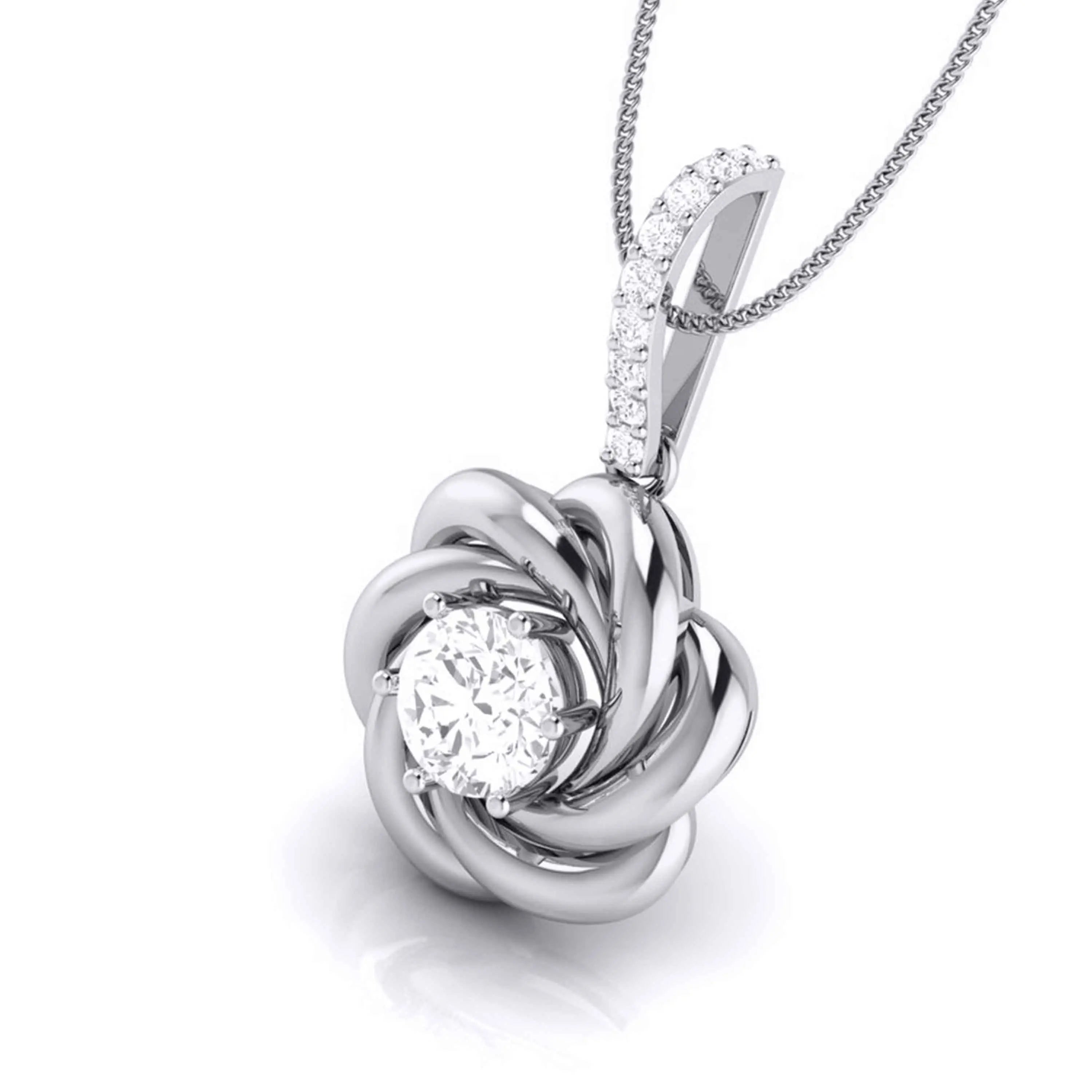 Designer Platinum with Diamond Solitaire Pendant Set for Women JL PT PE 76E   Jewelove.US