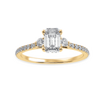 Load image into Gallery viewer, 70-Pointer Emerald Cut Solitaire Diamond Accents Shank 18K Yellow Gold Ring JL AU 1242Y-B   Jewelove.US
