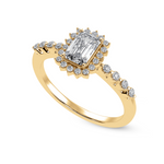 Load image into Gallery viewer, 30-Pointer Emerald Cut Solitaire Halo Diamond Shank 18K Yellow Gold Ring JL AU 1250Y   Jewelove.US
