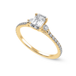 Load image into Gallery viewer, 70-Pointer Emerald Cut Solitaire Diamond Accents Shank 18K Yellow Gold Ring JL AU 1242Y-B   Jewelove.US
