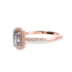 Load image into Gallery viewer, 0.70cts. Emerald Cut Solitaire Halo Diamond Shank 18K Rose Gold Solitaire Ring JL AU 1250R-B   Jewelove.US
