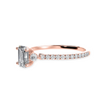 Load image into Gallery viewer, 30-Pointer Emerald Cut Solitaire Diamond Accents Shank 18K Rose Gold Solitaire Ring JL AU 1242R   Jewelove.US
