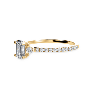 30-Pointer Emerald Cut Solitaire Diamond Accents Shank 18K Yellow Gold Ring JL AU 1242Y   Jewelove.US