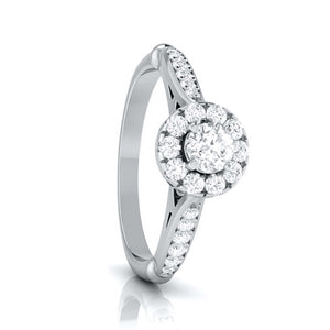 30-Pointer Solitaire Halo Diamond Shank Platinum Ring JL PT G 103-A   Jewelove.US