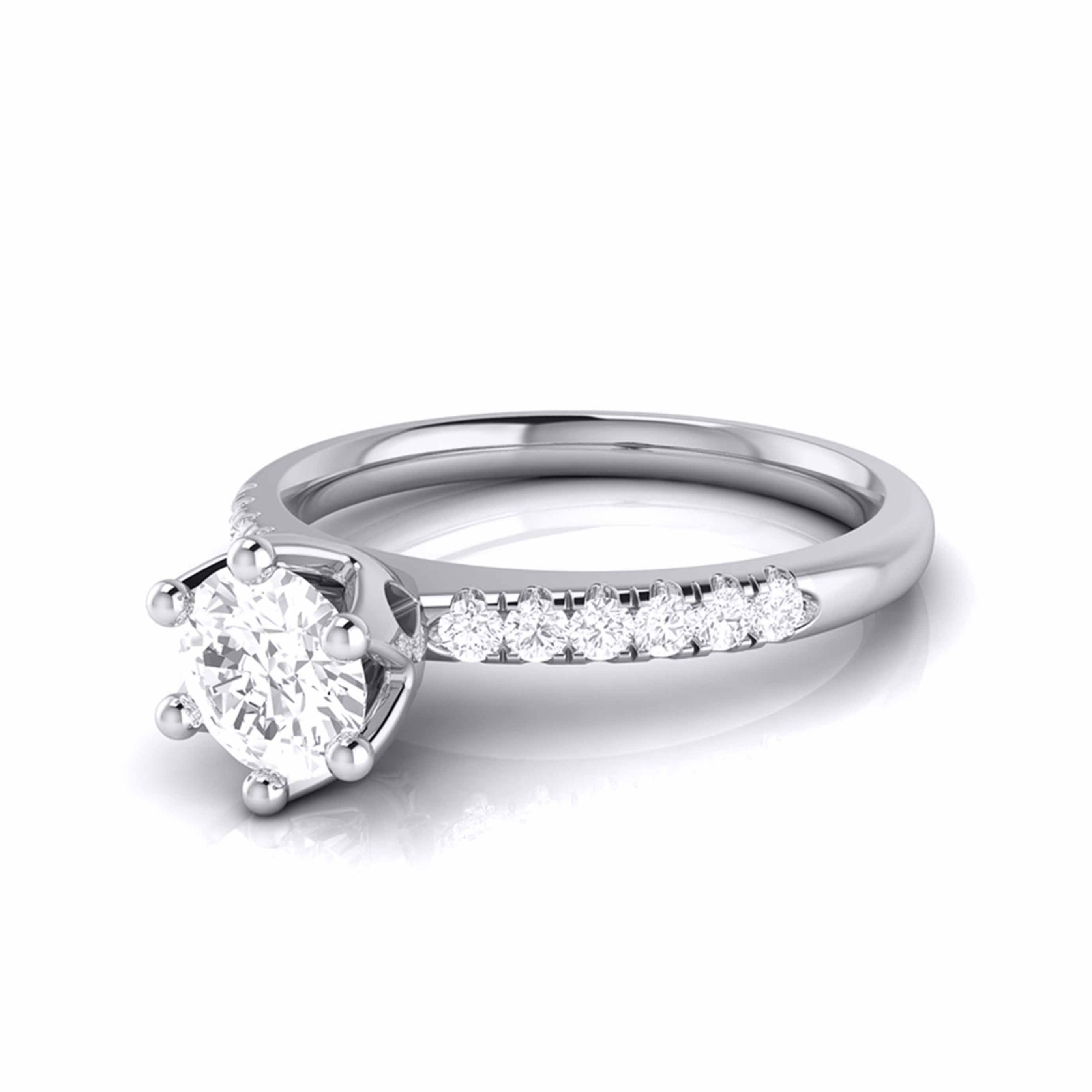 2-Carat Lab Grown Solitaire Diamond Shank Flowery Platinum Ring JL PT LG G 105-D