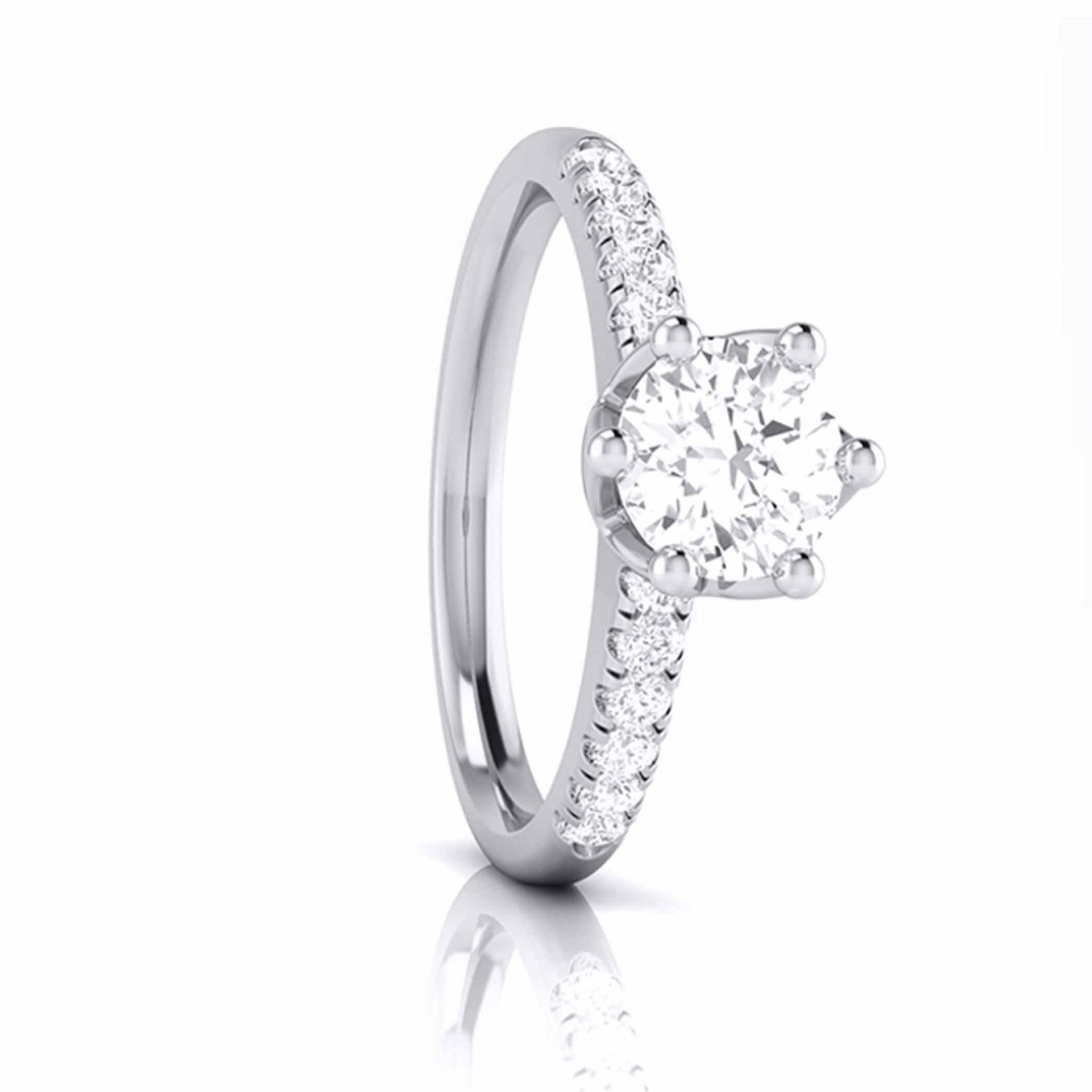 70-Pointer Lab Grown Solitaire Diamond Shank Flowery Platinum Ring JL PT LG G 105-A