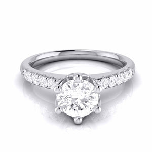 70-Pointer Lab Grown Solitaire Diamond Shank Flowery Platinum Ring JL PT LG G 105-A