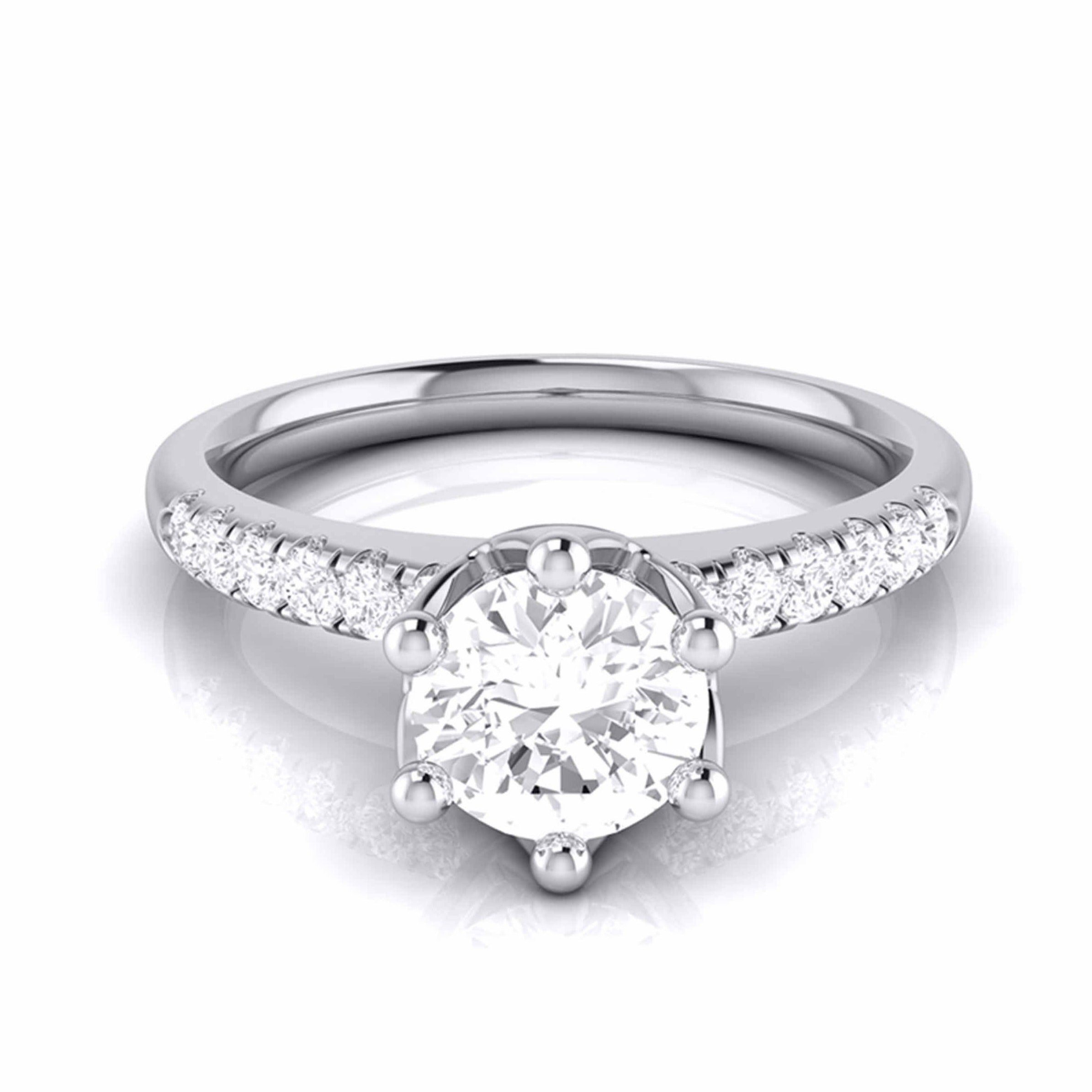 1-Carat Lab Grown Solitaire Diamond Shank Flowery Platinum Ring JL PT LG G 105-B