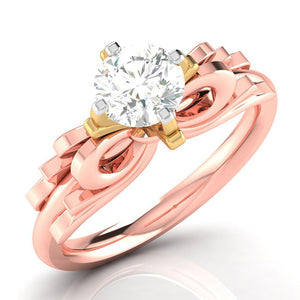 30-Pointer Solitaire Bow Designer 18K Rose Gold Ring with Yellow Gold Prong JL AU G 108R   Jewelove.US