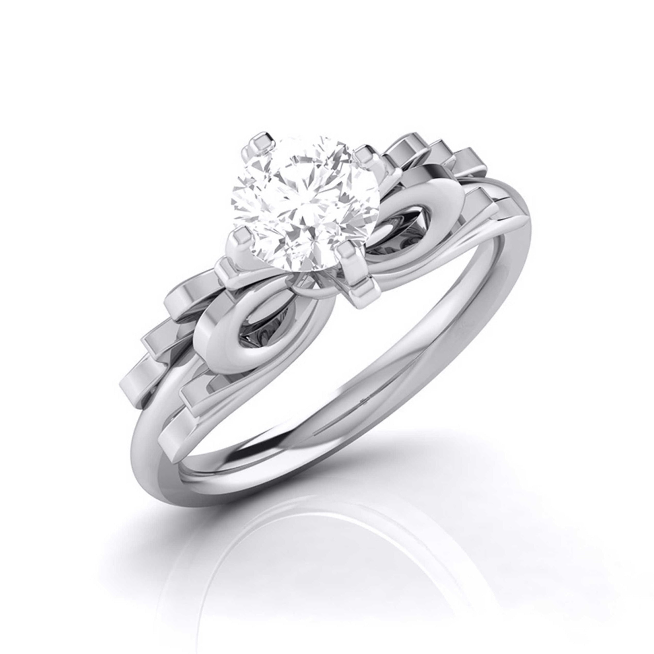 1.50-Carat Lab Grown Solitaire Designer Bow Platinum Ring JL PT LG G 108-D   Jewelove.US