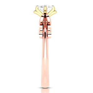 30-Pointer Solitaire Bow Designer 18K Rose Gold Ring with Yellow Gold Prong JL AU G 108R   Jewelove.US