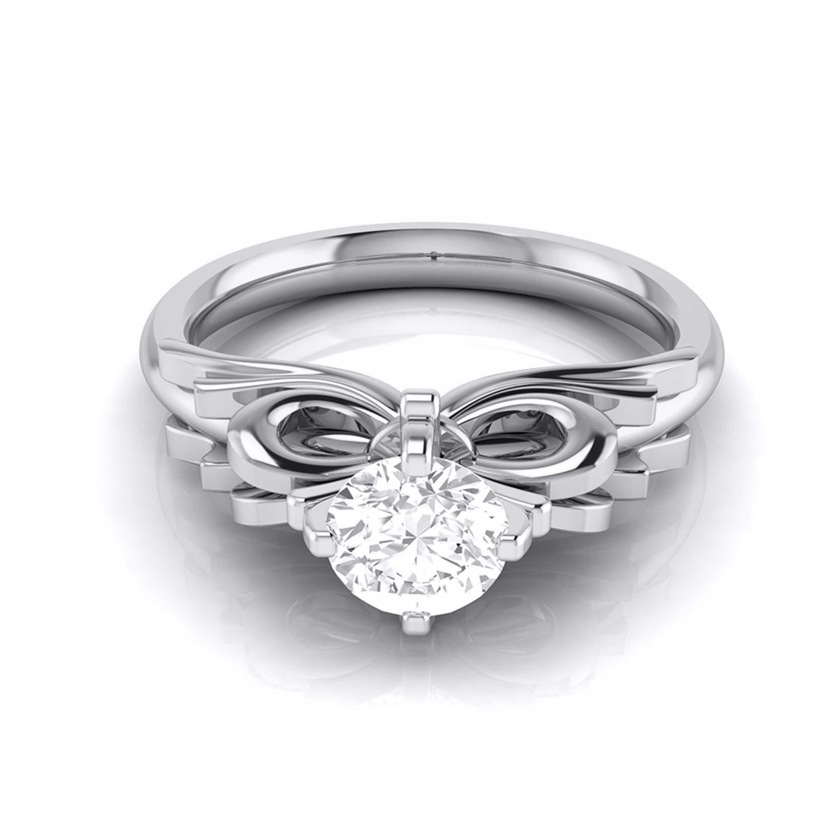 1.50-Carat Lab Grown Solitaire Designer Bow Platinum Ring JL PT LG G 108-D   Jewelove.US