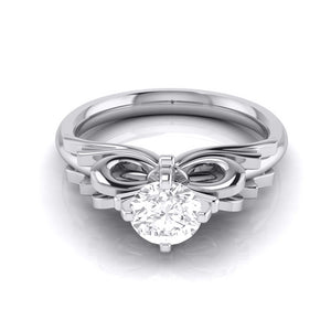 50-Pointer Lab Grown Solitaire Designer Bow Platinum Ring JL PT LG G 108-A   Jewelove.US