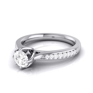 70-Pointer Lab Grown Solitaire Diamond Shank Platinum Ring JL PT LG G 109-B   Jewelove.US