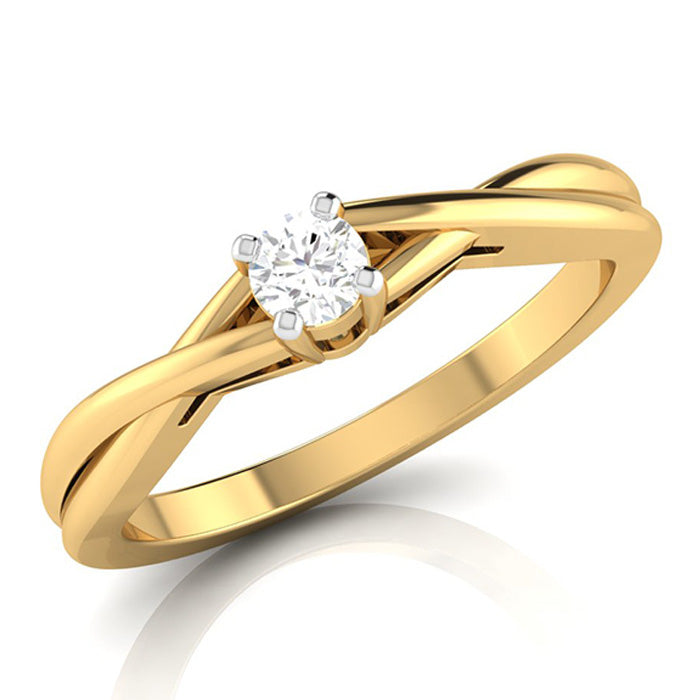 30-Pointer Single Diamond Twisted Shank 18K Yellow Gold Ring JL AU G 115Y-B   Jewelove.US