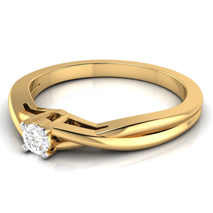 30-Pointer Single Diamond Twisted Shank 18K Yellow Gold Ring JL AU G 115Y-B   Jewelove.US