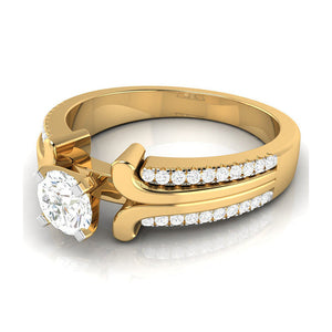 1.50-Carat Lab Grown Solitaire with 2-Row Diamond Shank 18K Yellow Gold Ring JL AU LG G-116Y-D   Jewelove.US