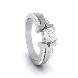 0.50-Pointer Lab Grown Solitaire Engagement Ring for Women with 2-Row Diamonds Shank JL PT LG G-116-A   Jewelove.US