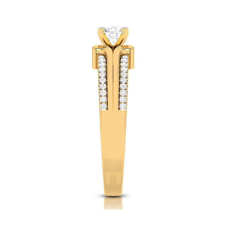 1.50-Carat Lab Grown Solitaire with 2-Row Diamond Shank 18K Yellow Gold Ring JL AU LG G-116Y-D   Jewelove.US