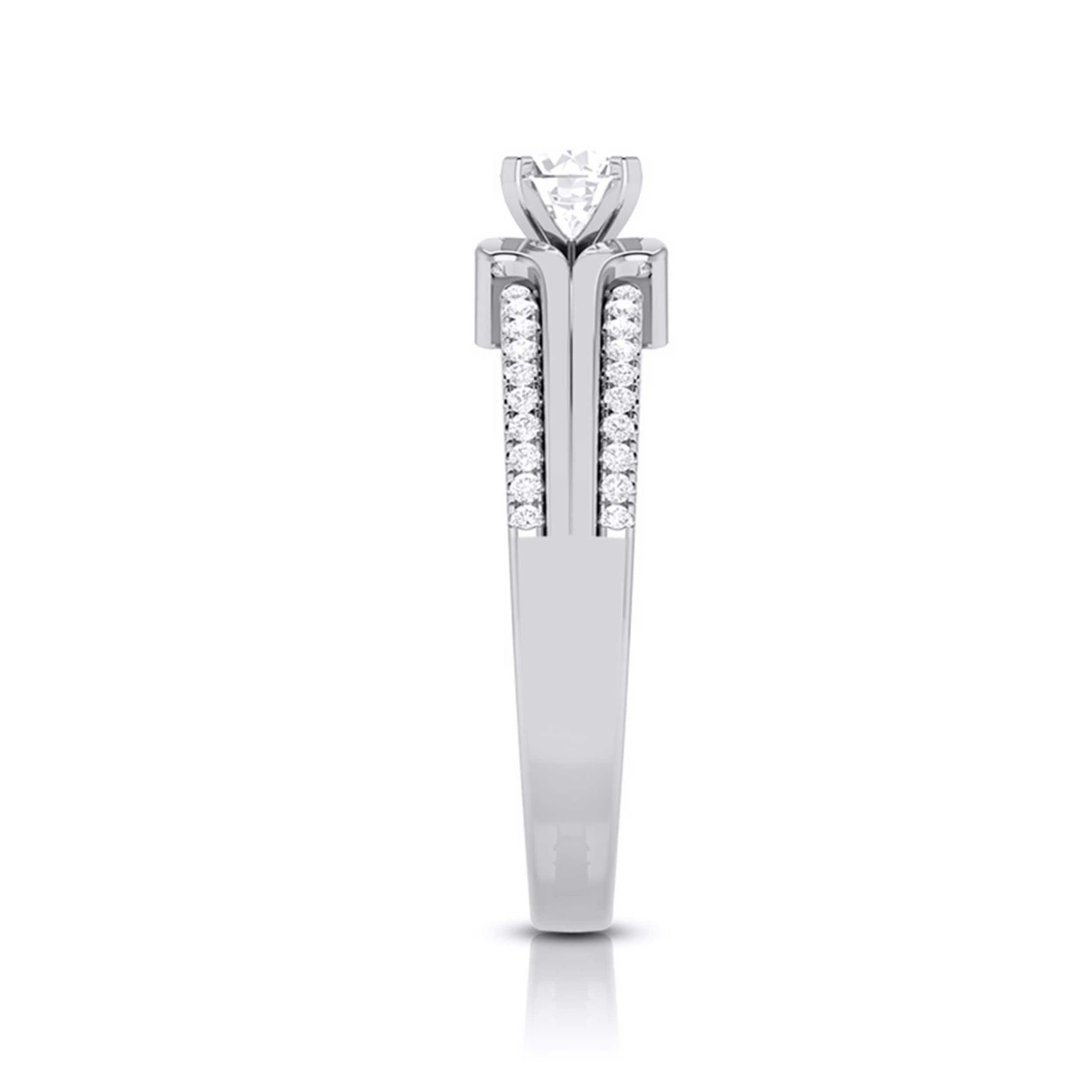 0.70-Pointer Lab Grown Solitaire Engagement Ring for Women with 2-Row Diamonds Shank JL PT LG G-116-B   Jewelove.US