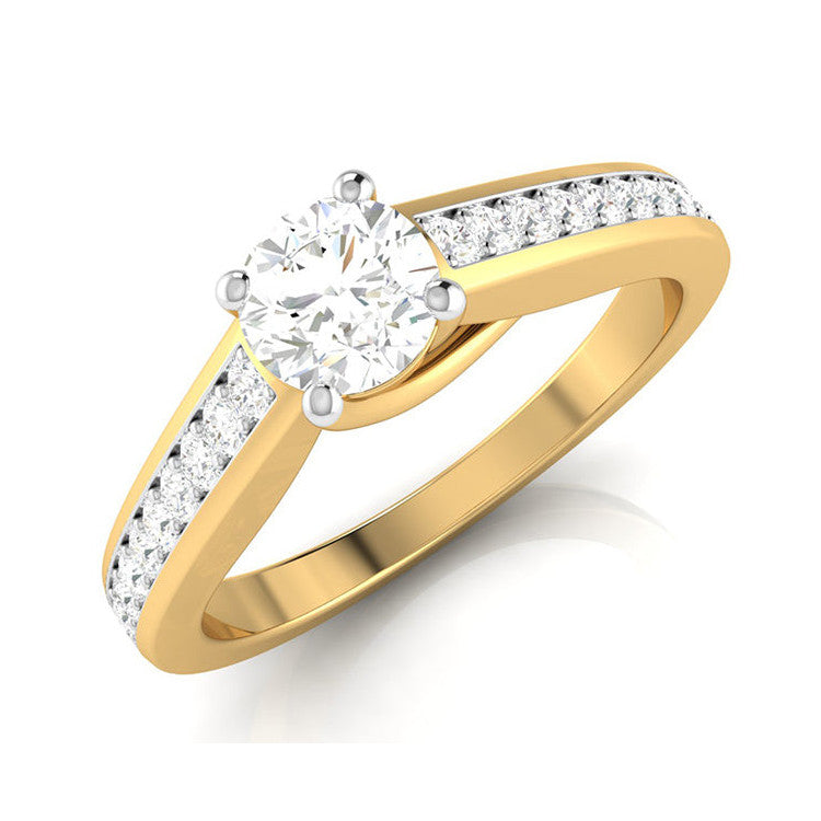 1-Carat Lab Grown Solitaire 18K Yellow Gold Diamond Shank Ring JL AU LG G-120Y-C   Jewelove.US