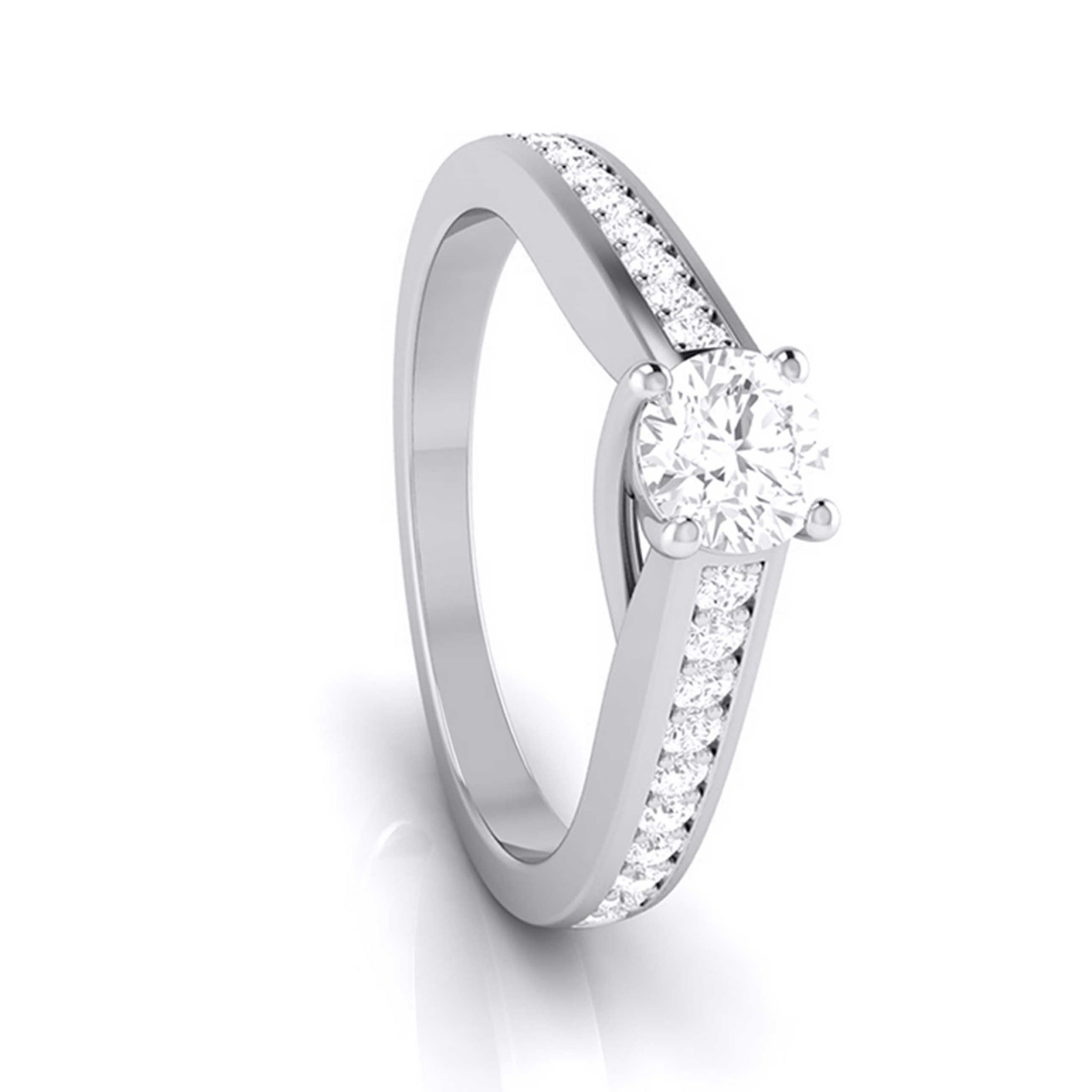 70-Pointer Raised Solitaire Platinum Diamond Shank Engagement Ring JL PT G 120-B   Jewelove.US