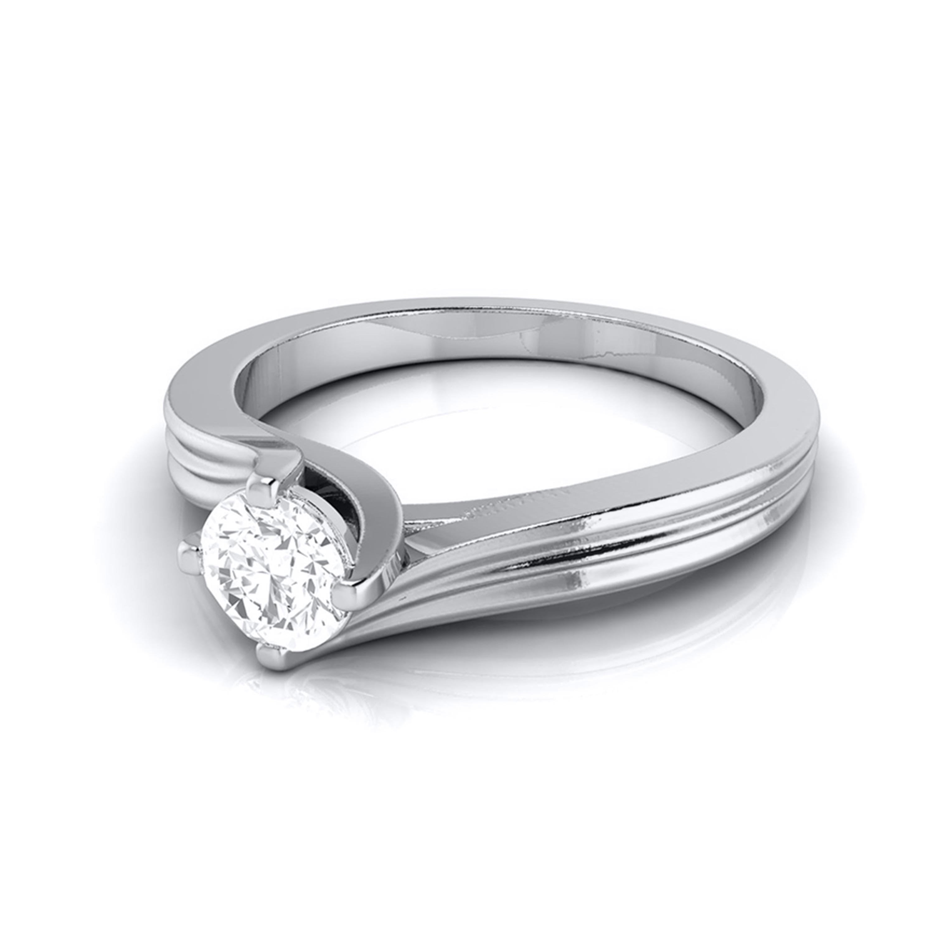 2-Carat Lab Grown Solitaire Curvy Platinum Engagement Ring for Women JL PT LG G-124-D