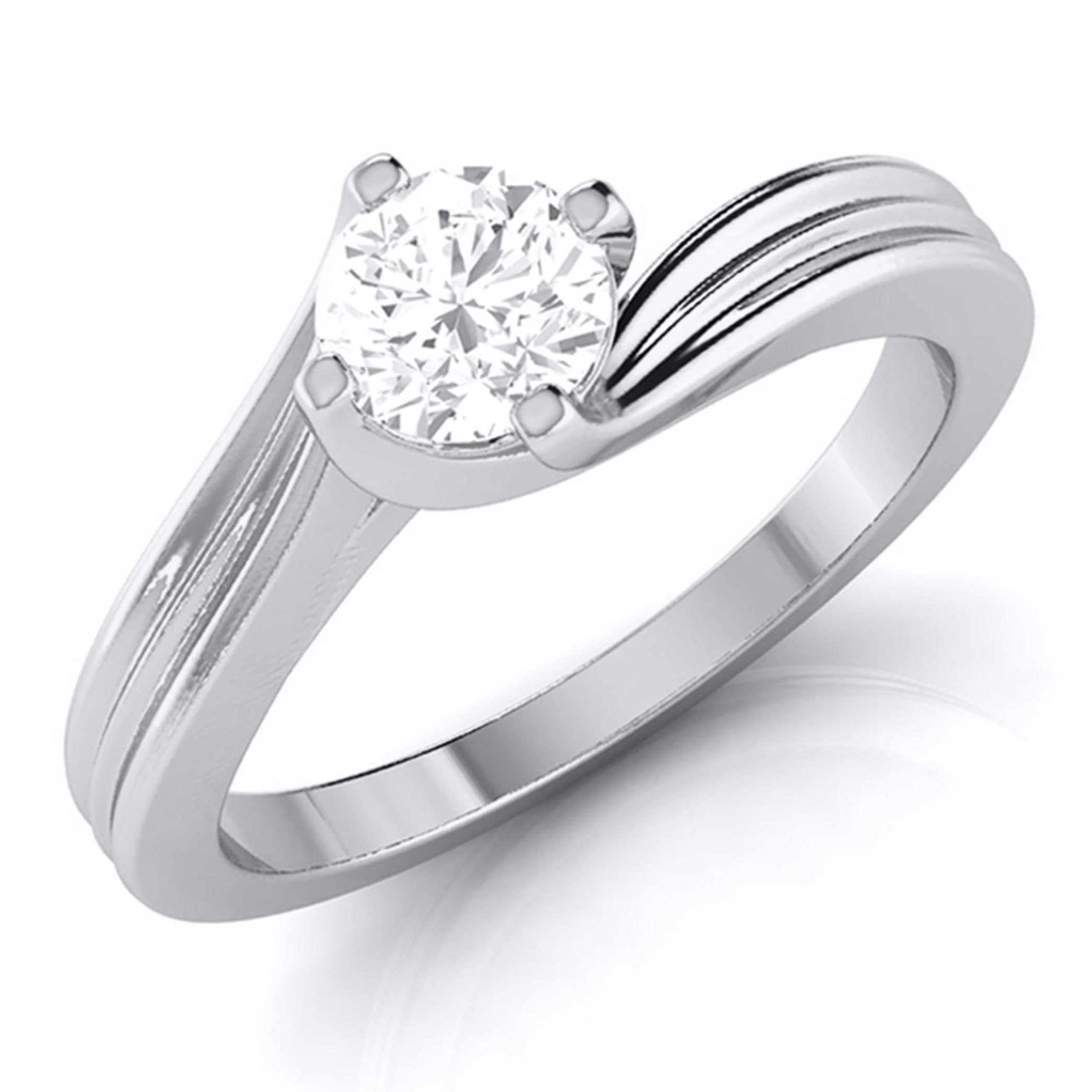 1-Carat Lab Grown Solitaire Curvy Platinum Engagement Ring for Women JL PT LG G-124-B