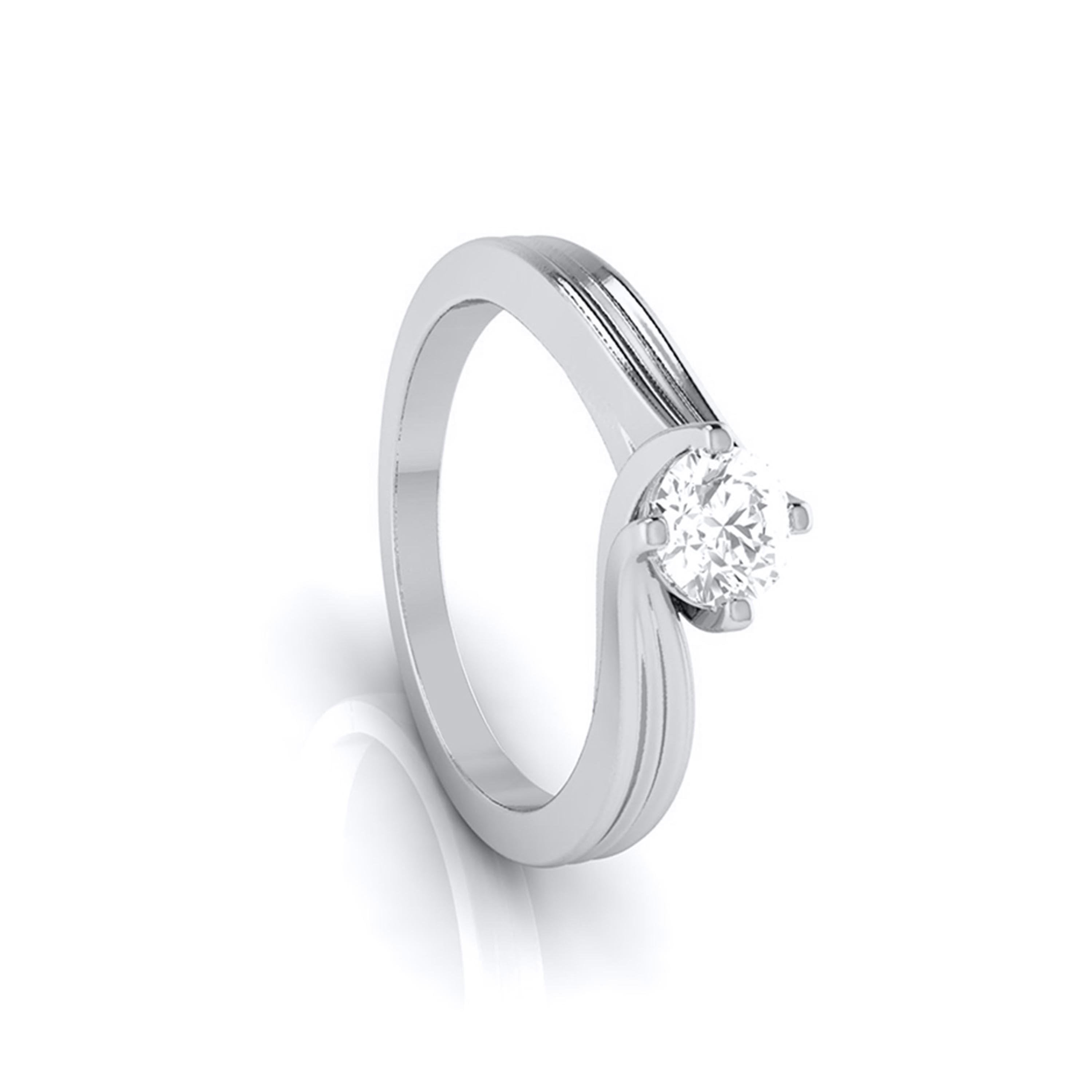 1-Carat Lab Grown Solitaire Curvy Platinum Engagement Ring for Women JL PT LG G-124-B