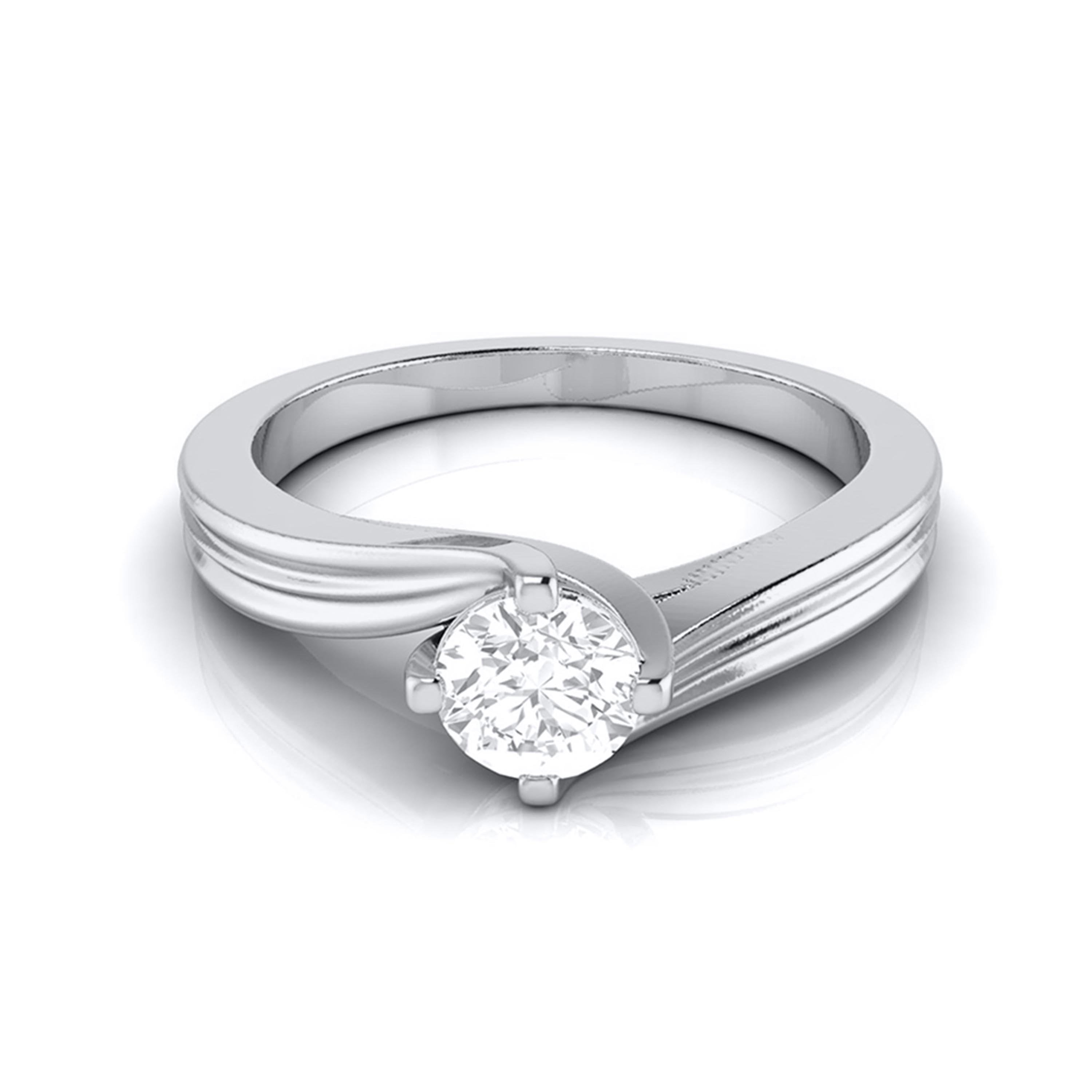 1.50-Carat Lab Grown Solitaire Curvy Platinum Engagement Ring for Women JL PT LG G-124-C