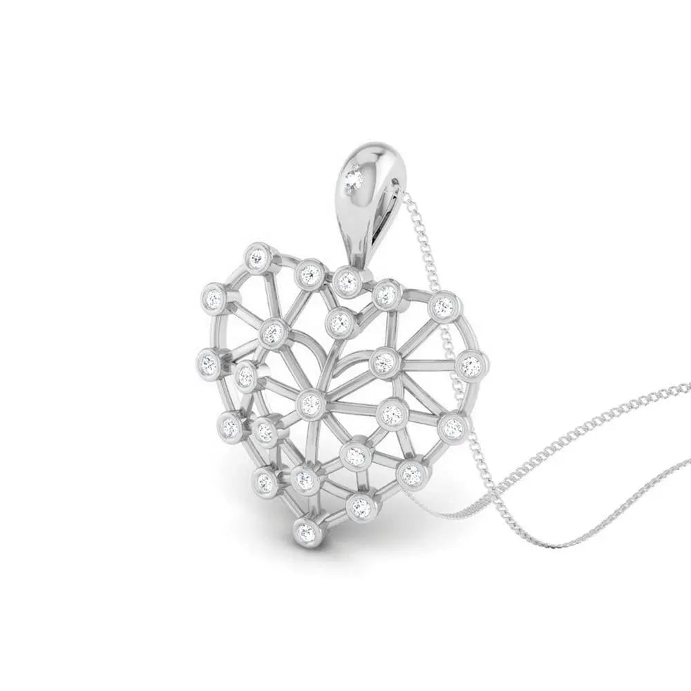 Heart Mesh Platinum Pendant with Diamonds JL PT P 8219   Jewelove.US