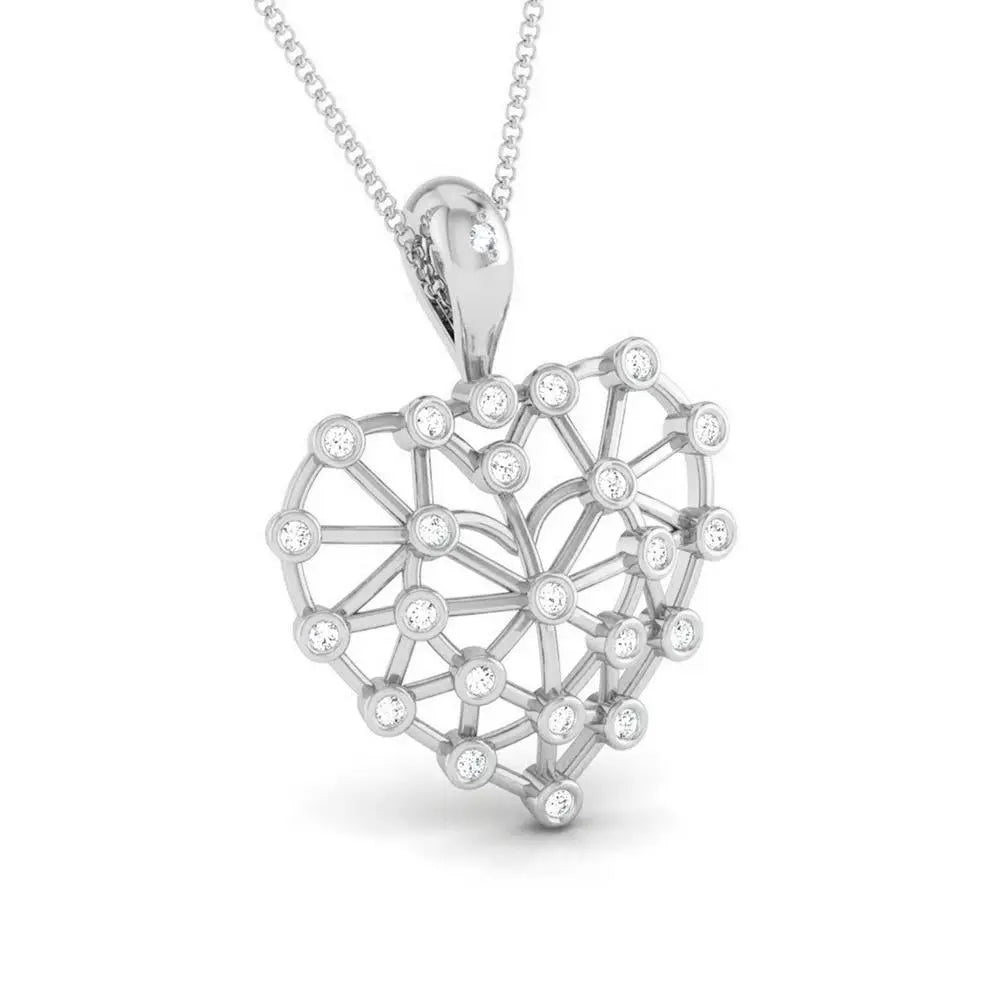 Heart Mesh Platinum Pendant with Diamonds JL PT P 8219   Jewelove.US